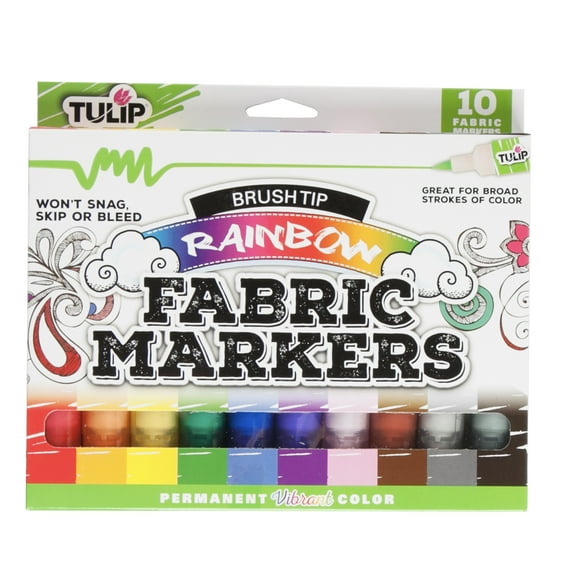Tulip Fabric Markers Brush Tip 10 Pack Rainbow