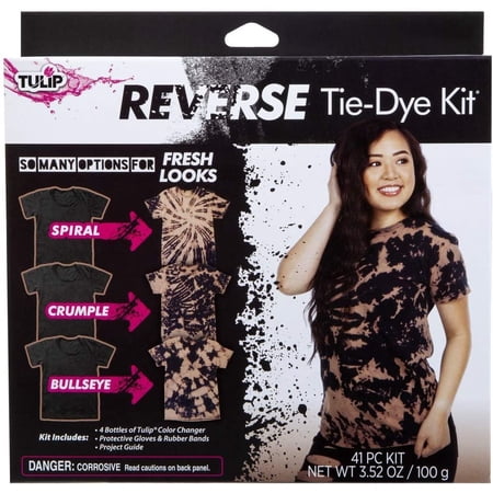 Tulip One-Step Reverse Tie-Dye Kit, 41 Pieces – Color Remover Kit for Dark & Black Fabrics, DIY Tie Dye Designs