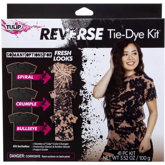 Tulip One-Step Reverse Tie-Dye Kit, 41 Pieces  Color Remover Kit for Dark & Black Fabrics, DIY Tie Dye Designs
