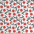thumbnail image 1 of Ambesonne Floral Fabric by the Yard Upholstery, Vintage Inspired Tulips Art, 5 Yards, Red Green, 1 of 4