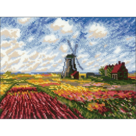 Tulip Fields Counted Cross Stitch Kit-13"X9.75" 10 Count