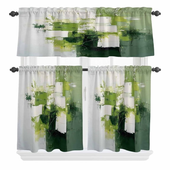 Tulip Floral Curtain Valances Set Spring Purple Flowers Linen Texture Kitchen Curtains 36 inch Length Rod Pocket Valance and Tiers 3 Piece Set Small Bedroom Bathroom Laundry Decor