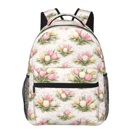 Tulip Floral Spring Backpack Lightweight Rucksack Travel Bag for Men and Women