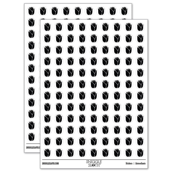 Tulip Flower 200+ Round Stickers - White - Matte Finish - 0.50" Size