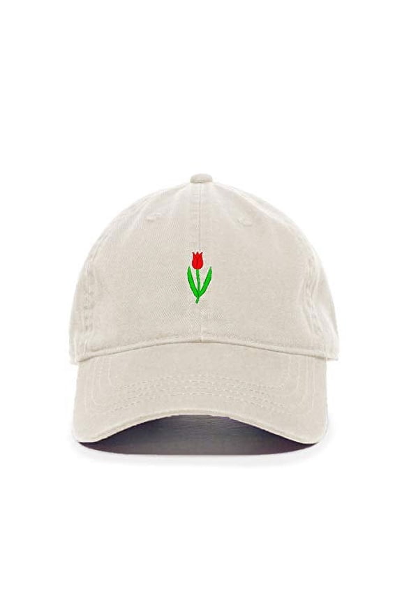 Tulip Flower Baseball Cap Embroidered Cotton Adjustable Dad Hat