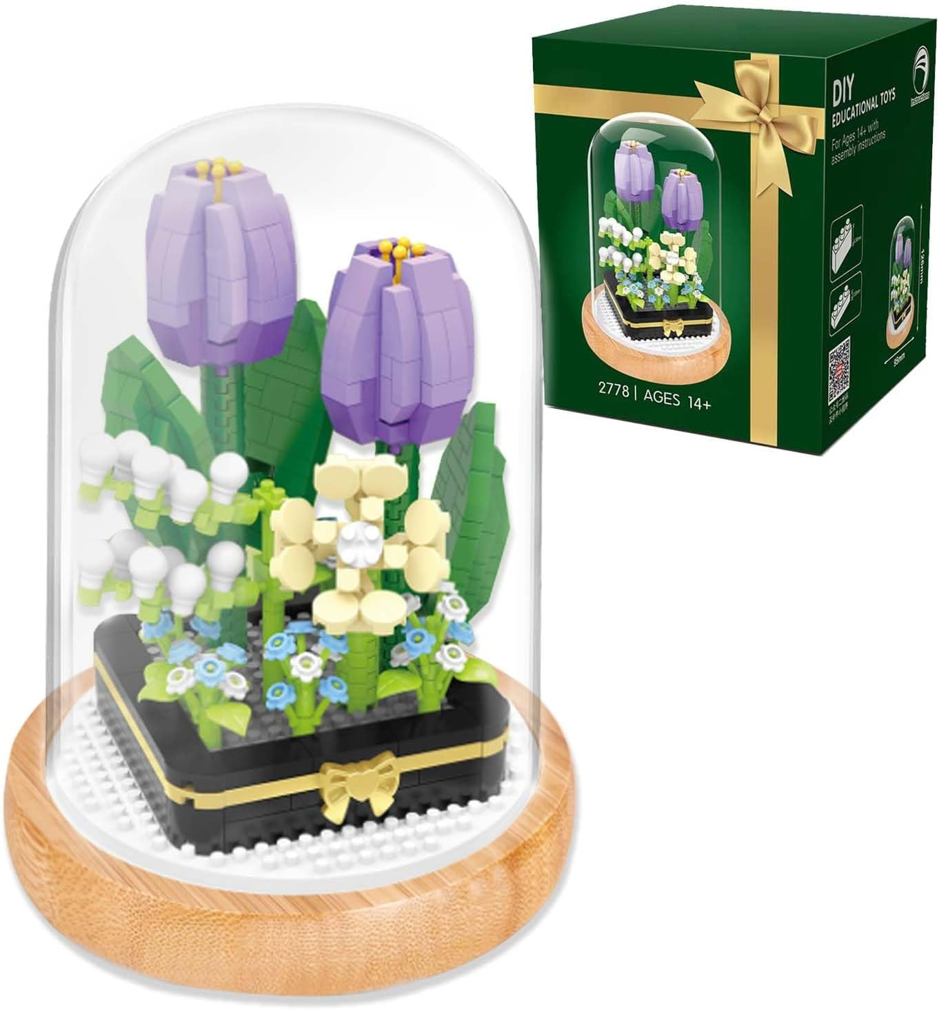 Tulip Flower Bouquet Building Set, 531PCS Mini Bricks Botanical ...