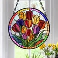 thumbnail image 1 of Tulip Flower Faux Stained Glass, Tulip Flower Suncatcher, Flower Lover Gift, Garden Home Decor, Window Hanging, Gift For Mom., 1 of 2