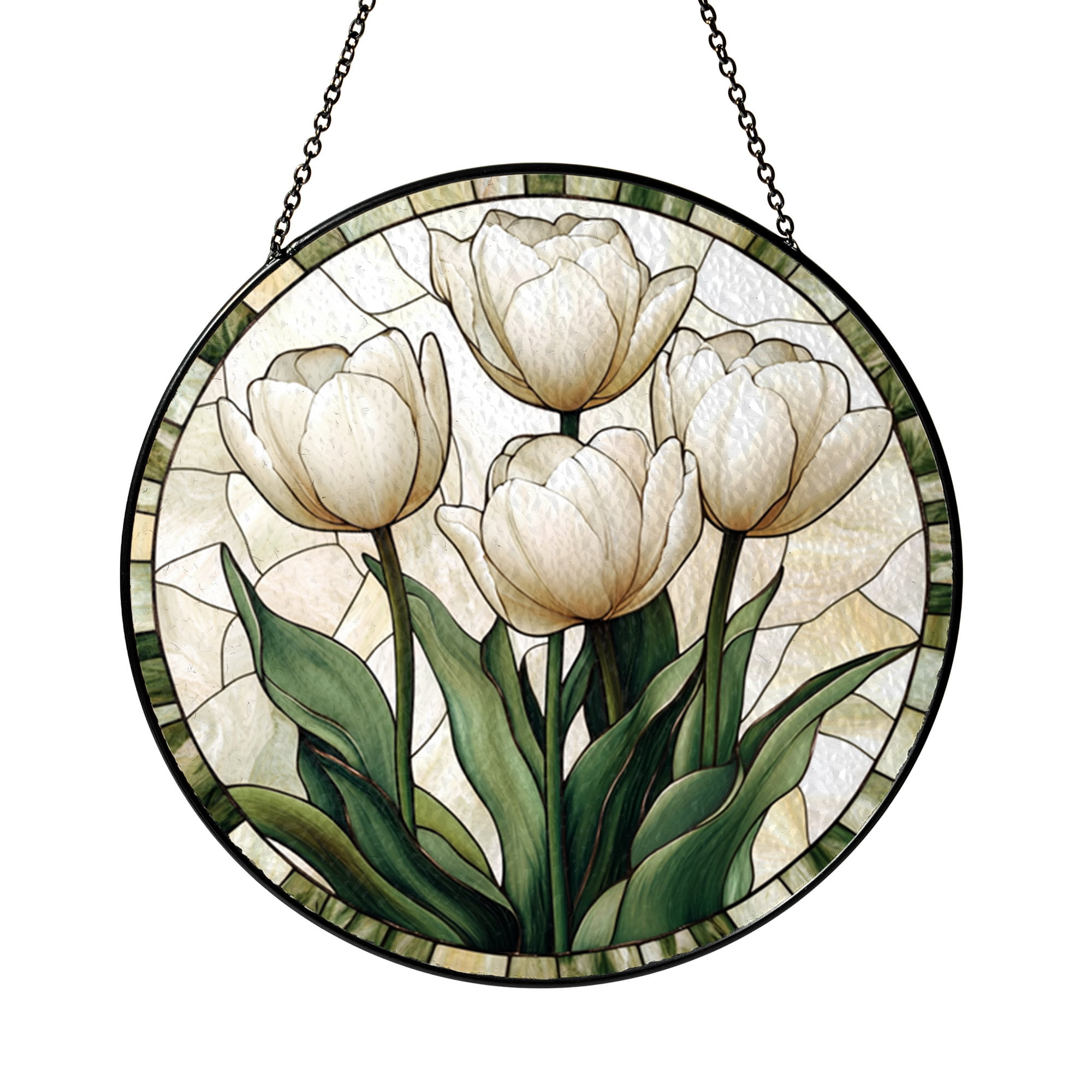 Window Flower Glass Tulip Flower Glass Style Window Hanging – Botanical Home Decoration ...