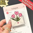 thumbnail image 1 of Tulip Flower Magnetic Phone Grip – Cute Envelope Design with Pink Tulips, Floral Magsafe Phone Holder, Aesthetic Phone Accessory, 1 of 4