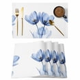 thumbnail image 1 of Tulip Flower Placemats Set of 2, Abstract Blue Transparent Floral Non-Slip Place Mats Washable Table Mats for Kitchen Dining Table Decorations Indoor/Outdoor, 1 of 9