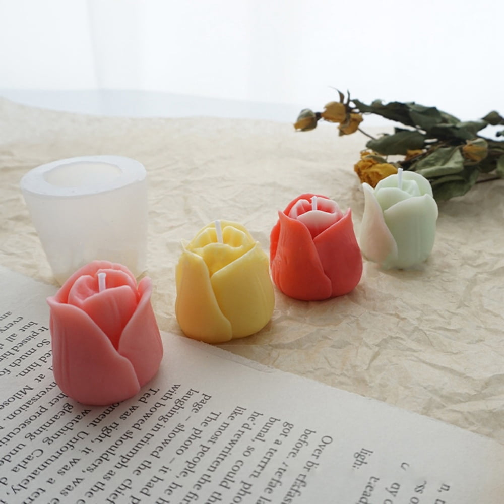 Tulip Flower Shaped Candle Molds Food Grade Silicone Molds for Homemade Beeswax Candle Soap Making Clear 49x43mm