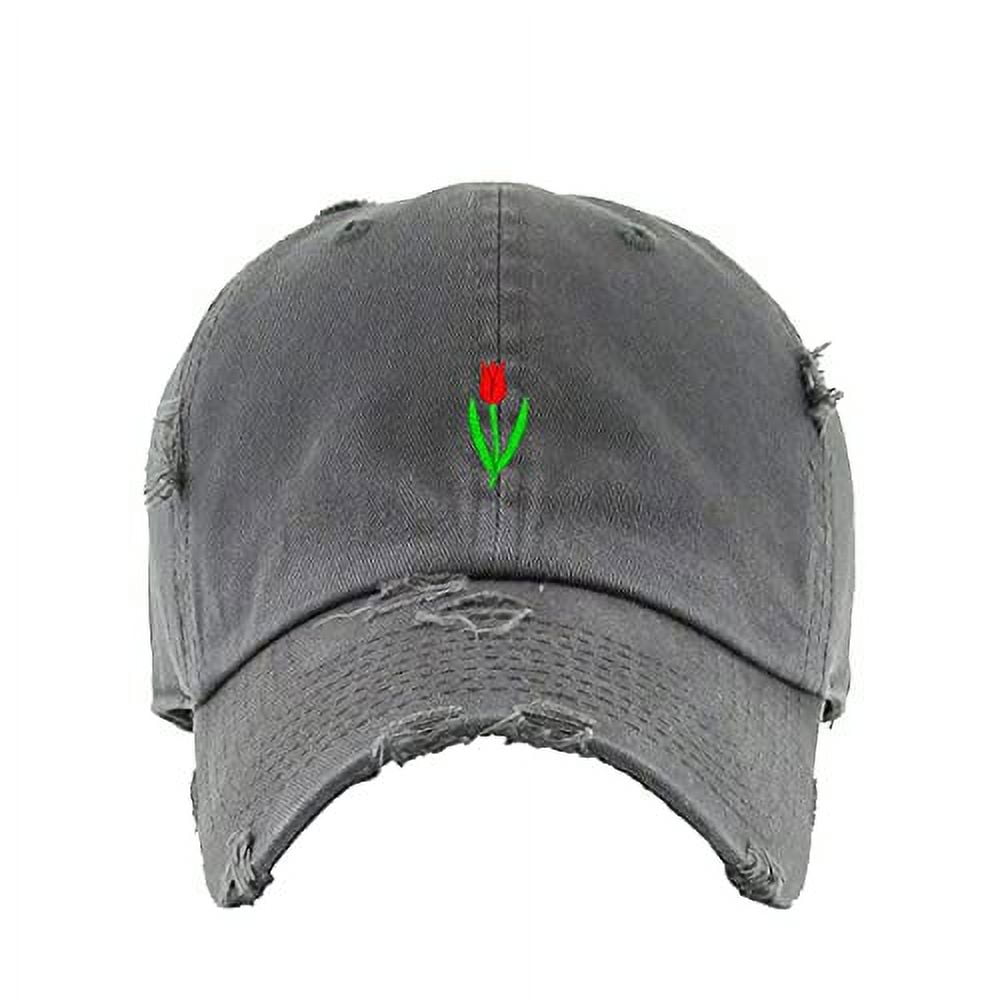 Tulip Flower Vintage Baseball Cap Embroidered Cotton Adjustable