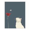 thumbnail image 1 of Tulip Flower and Butterfly White Cat Lover Design Living Room Large Wall Art Poster Print Thick Paper 18X24 Inch, 1 of 5