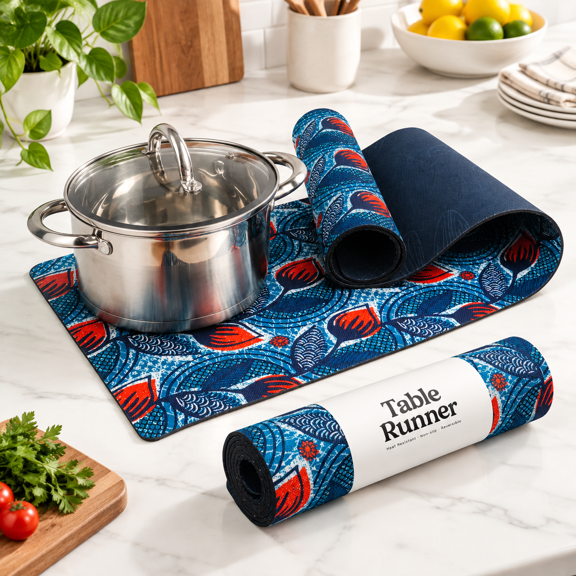 Tulip Garden 11.8" x 47.2" Heat Resistant Waterproof Reversible Table Runner Trivet