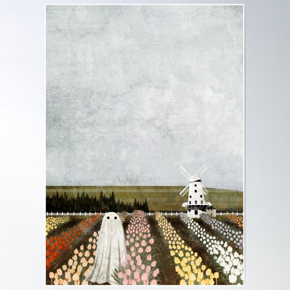 Tulip Ghost Poster Wall Art, Modern Wall Decor For Living Room Bedroom, 16x24 UNFRAMED