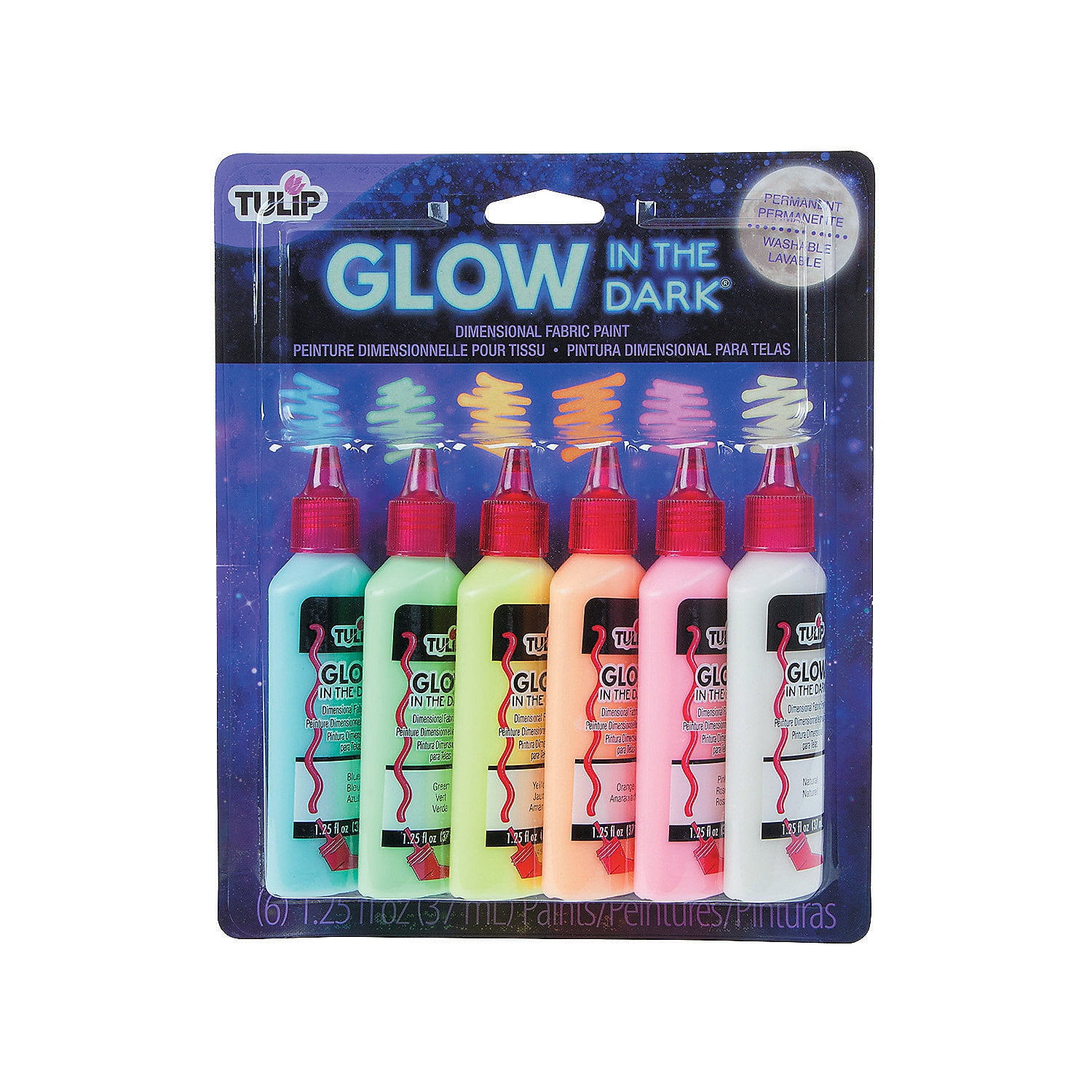 Glow-in-the-Dark Dimensional Fabric Paint Set - 6 Colors