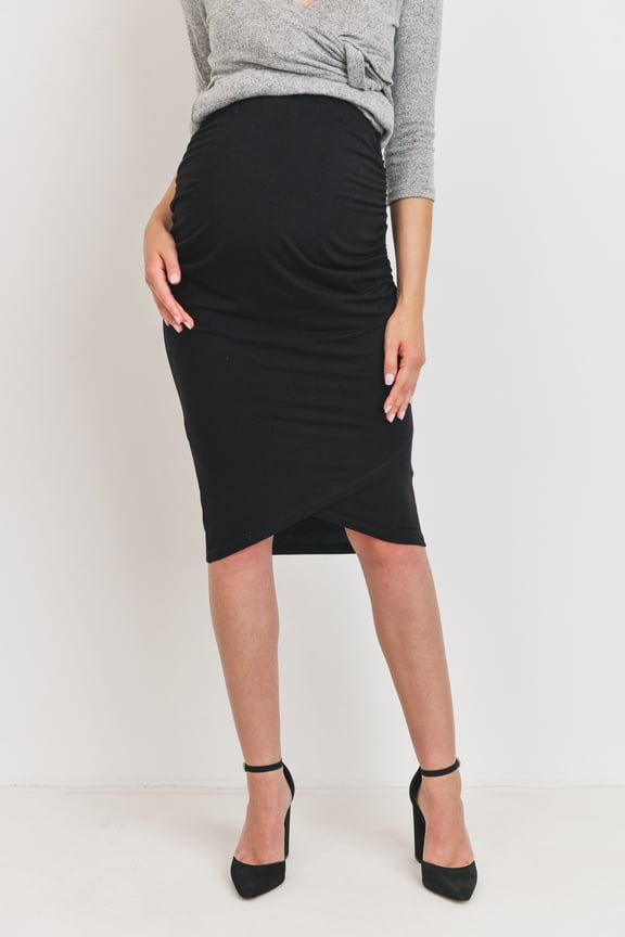 Tulip Hem Maternity Ruched Pencil Skirt