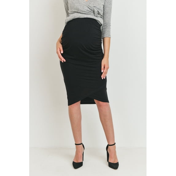 Tulip Hem Maternity Ruched Pencil Skirt