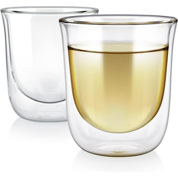 Tulip Insulated Glasses for Tea, Coffee and other Beverages - Double Walled Heatproof Glass Maintains Drinks Hot/Cold, 8 oz (Set of Two)