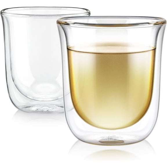 Tulip Insulated Glasses for Tea, Espresso and Other Beverages - Double Walled Heatproof Glass Maintains Drinks Hot/Cold, 6 oz (Set of Two)