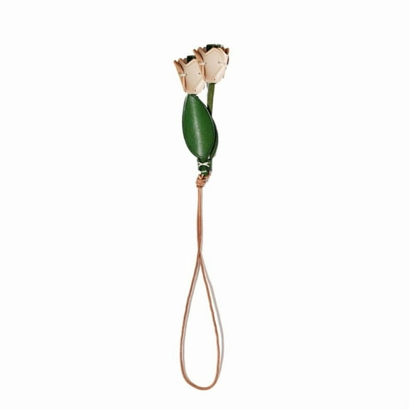 Tulip Keychain Charm Leather Elegant Flower Bag Pendant Hanging Ornament Suitable for Car Mirror or Bag Decoration