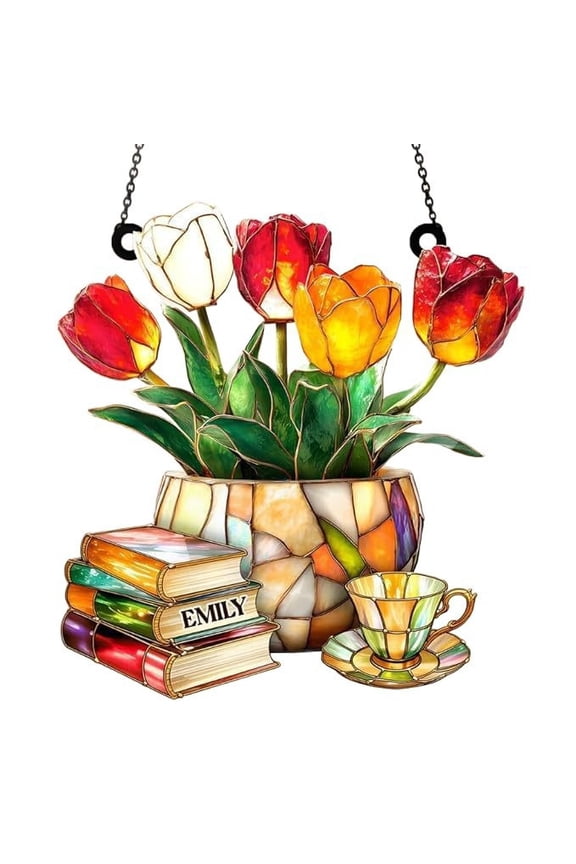 Tulip Keychain for Women – Cute Floral Bag Charm and Car Mirror Hanging Accessory, Handmade Tulip Pendant Key Gift
