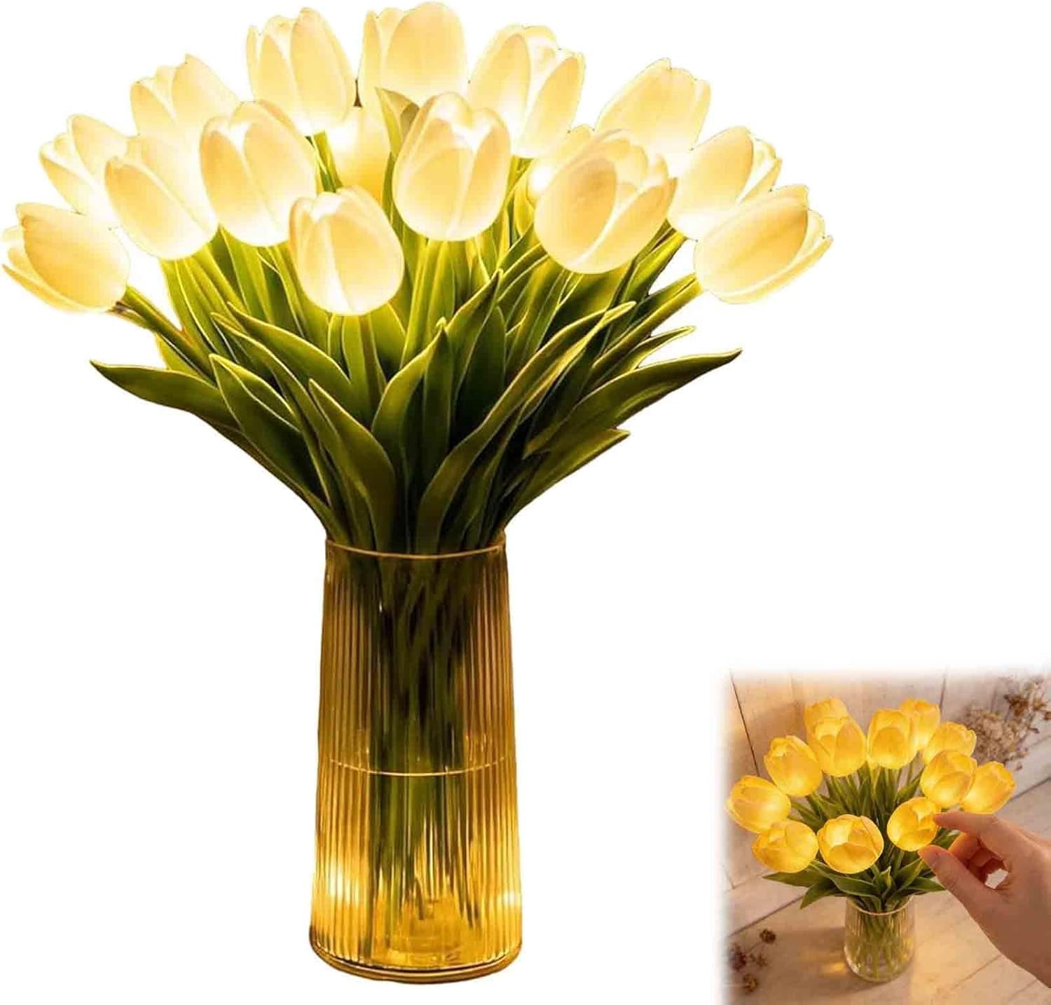 Tulip LED Ambient Night Light with Vase, 15 PCS Sparkling Everlasting Flower Lights, 2026 New Floral Night Lamp for Bedroom Bedside Decoration & Gift