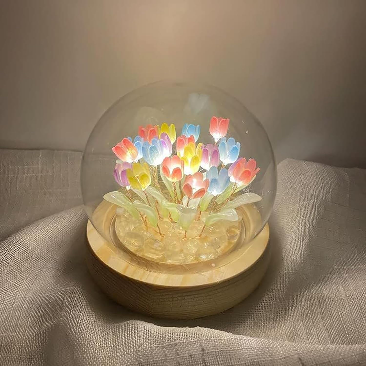Tulip Lamp Gifts for Women, LED Tulip Crystal Glass Ball Night Light Bedroom Decor Tulip Night Light for Birthday Anniversary Mother's Day Valentines Day