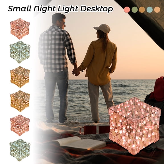 Tulip Lamp, Light Cube, 4X4 In, Battery Powered Night Light, Diy Crafting Kit, Bedroom Accent Pieces, Pink Blooms, 1 Pack