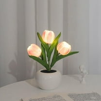 Tulip Lamp Lights, Desk Lamp, Led Simulation Tulip Night Light with Vase, Table Lamp Ornaments for Home Living Room Desktop Decor for Home Decor, Pink