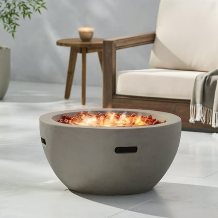 Tulip Lightweight Concrete Outdoor 40,000 BTU Fire Pit Bowl (No Tank Holder), Light Gray