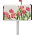 thumbnail image 1 of Tulip Magnetic Mailbox Cover - Mother''s Day Rustic Watercolor Pink Tulip Spring Flower Floral Mailbox Covers Standard Size 21x18inch Polyester Mailbox Wraps Cover For Home Garden Outdoor Decoration, 1 of 6