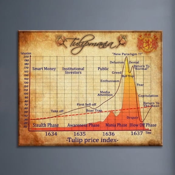 Tulip Mania Stock Market Art Finance Gift Stock Trading Infographic Poster Educational Posters Classroom Posters Office Wall Art