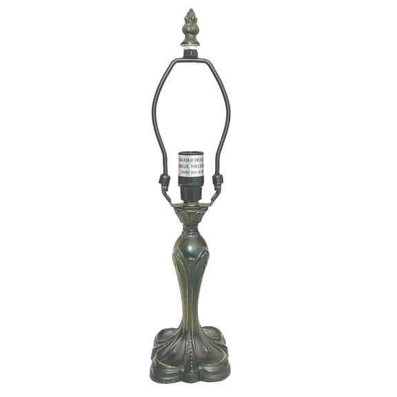 Tulip Metal Lamp Base, Dark Bronze Finish with Gold Highlights, Nicely Weighted, 13.5" Tall