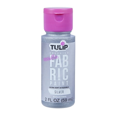 Tulip Metallic Silver Brush-On Fabric Paint, 2 fl oz