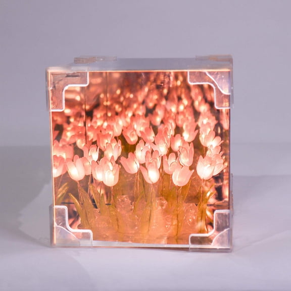 Tulip Mirror LED Night Light - Pink, DIY Kit, Craft Kit