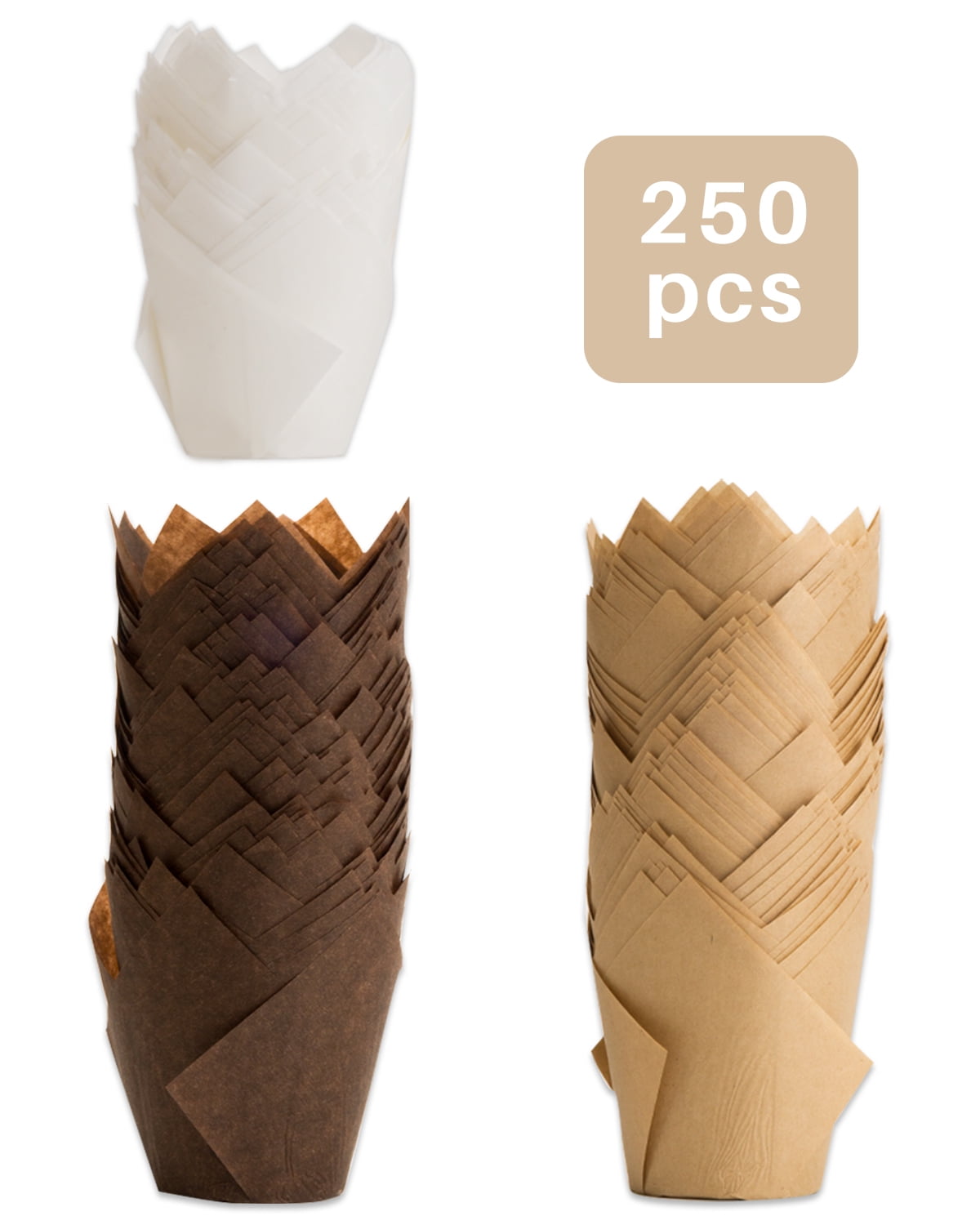 Tulip Muffin Liners, 250 Pcs Cupcake Liners, Grease-Proof Cupcake Wrappers of 3 Colors for Wedding and Birthday by DF DUAlFERV