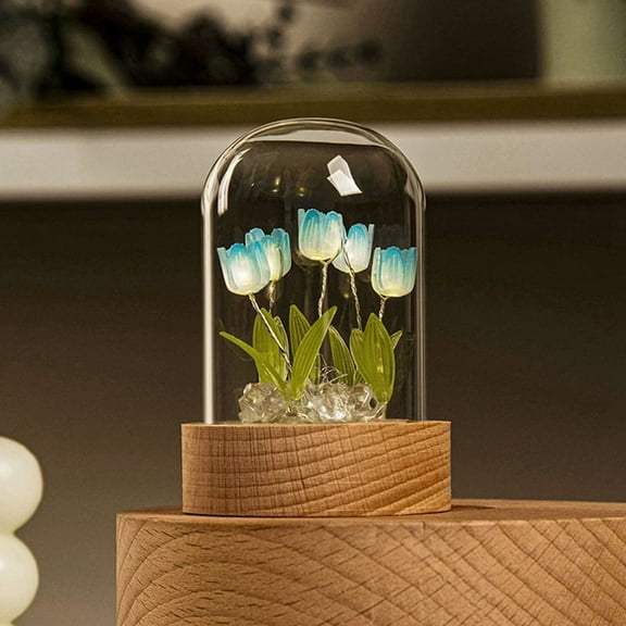 Tulip Night Light Handmade DIY Living Room Desktop Romantic Ambient Lamp-Blue