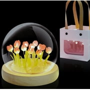 Tulip Night Light LED Decoration Battery Operated Tulip D?cor Valentine Gift Artificial Flower Christmas Birthday Gifts for Women Her Wife Girls Pink