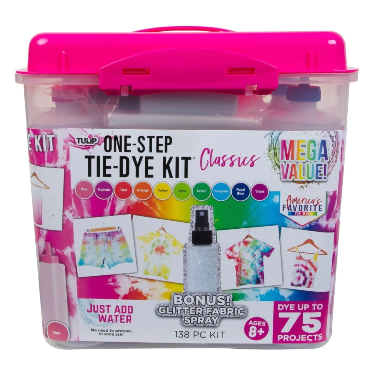 Tulip OneStep TieDye Kit 10Color Value Tub with Bonus Glitter