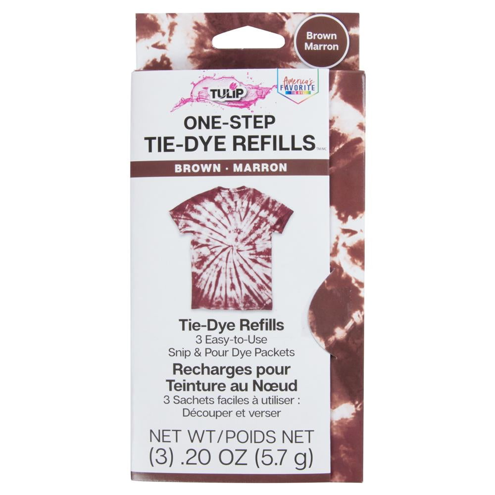 Tulip One-Step Tie-Dye Kit Dye Powder 3 4oz. Refill Packs, Brown 