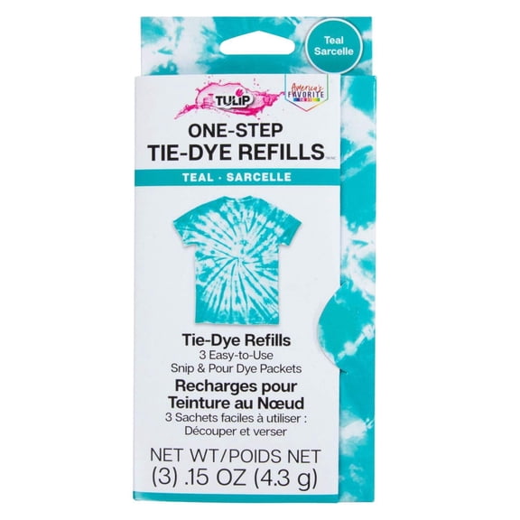Tulip One-Step Tie-Dye Kit Dye Powder 3 4oz. Refill Packs, Teal
