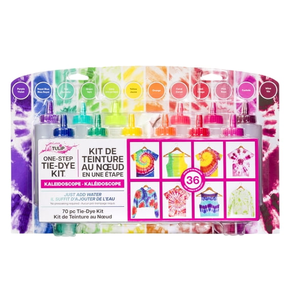 Tulip Kaleidoscope Tie-Dye Kit, 12-Color One-Step Fabric Dye Set with Gloves, Rubber Bands & Supplies for Up to 36 Projects