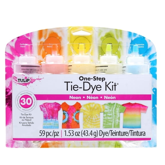 Tulip One-Step Tie-Dye Kit 5-Color Neon - Bright Fabric Dye Set in Fuchsia, Orange, Yellow, Lime & Turquoise