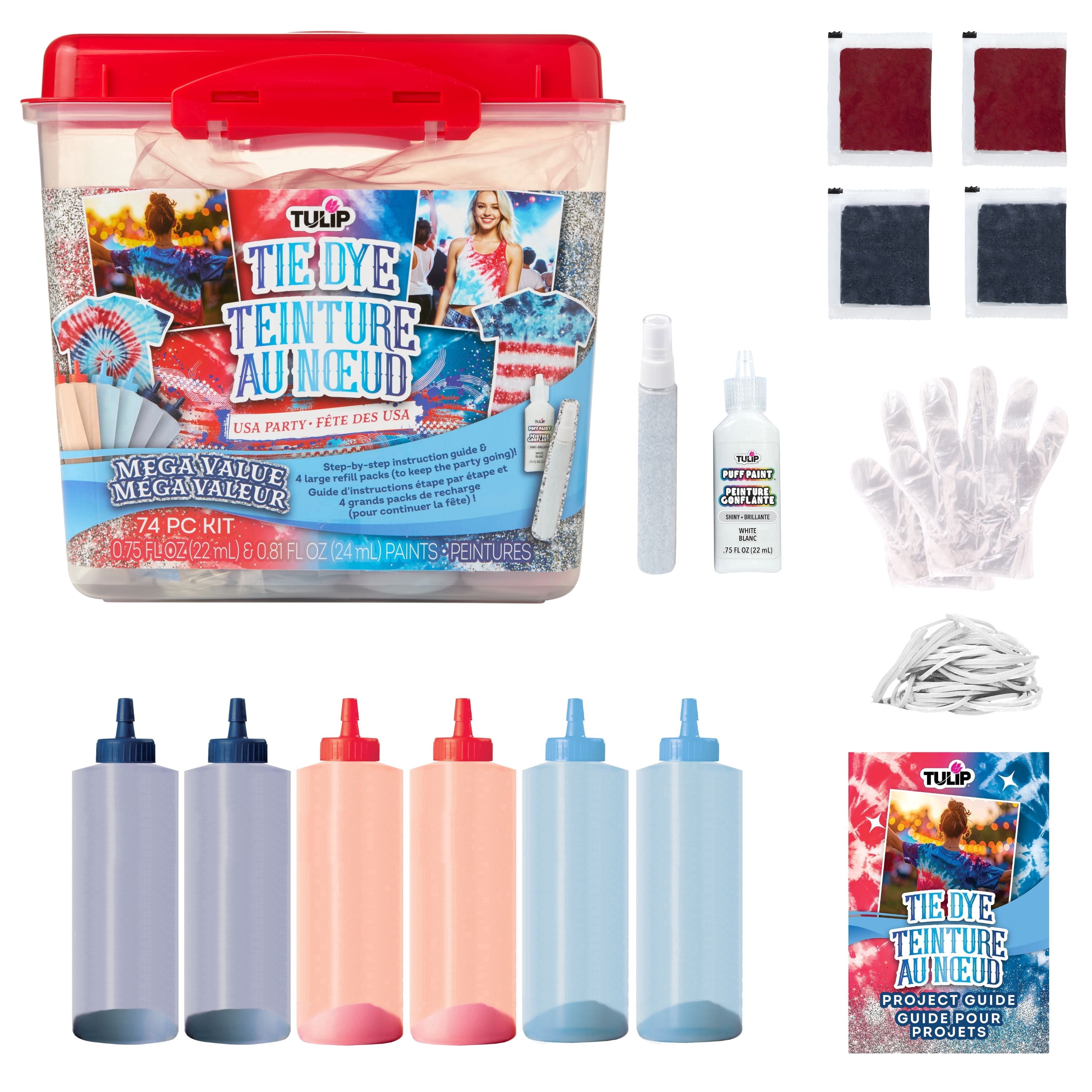 Tulip One-Step Tie-Dye USA Party Mega Value Kit, 74-Piece