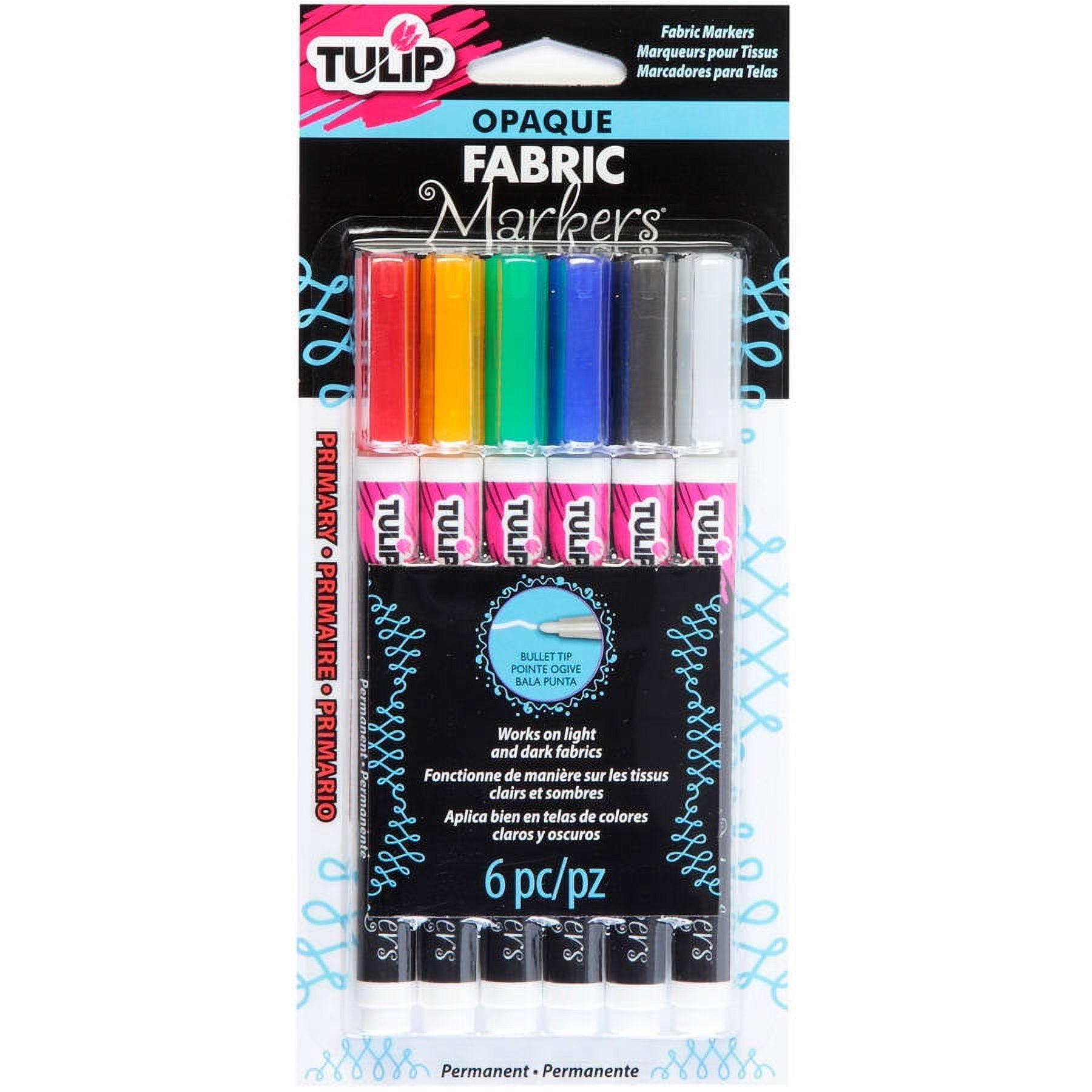Tulip Opaque Fabric Markers 6-pkg-primary