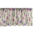 thumbnail image 1 of Tulip Pattern Window Valance, Retro Vibes Blooming Flowers Boho Garden Scene Composition Art, Curtain Valance for Kitchen Bedroom with Rod Pocket, 54" X 18", Peacock Green Blue Violet, by Ambesonne, 1 of 2