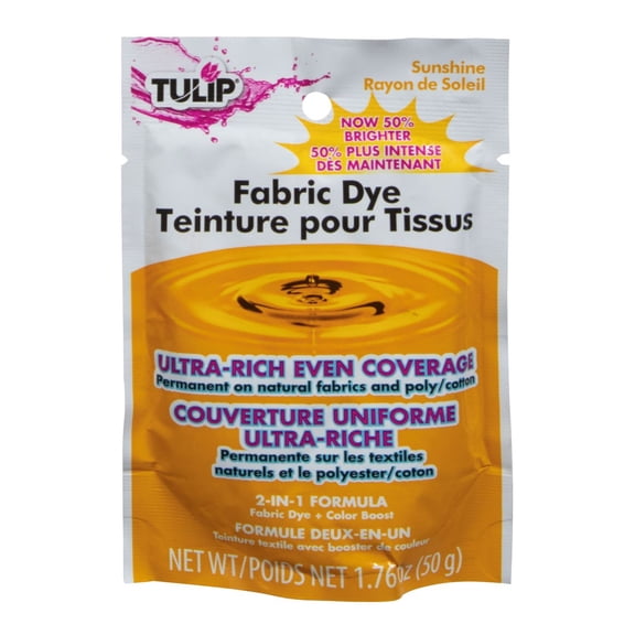 Tulip Permanent Fabric Dye, Sunshine Yellow, Hot Water Dye Method – 1.76 oz Packet, Mixable Fabric Dye for Cotton, Rayon, Linen & Silk