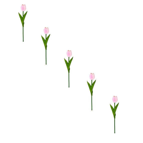 Tulip Petal Bouquet Tulip Themed Decorations Bouquet Wedding Home Decor Tulips No Odor Faux Bouquets Real Touch Tulips Simulated Decorative Tulip Pink 13.4 Inch (5Pcs)