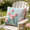 thumbnail image 1 of Tulip Print Faux Fur Throw Pillow Covers - 45cm Double-Sided Short Plush Cushion Cases, Spring Floral Decor for Sofa, Couch & Bedroom, No Insert, 1 of 8